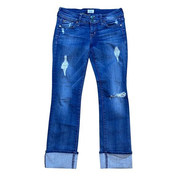 Hudson Denim - Hudson Womens Distressed Skinny Jeans 26DN Blue Denim Cotton Stretch Made In USA